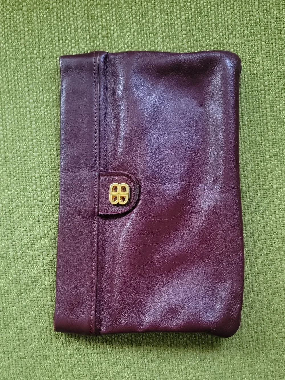Vintage By BOSCA Leather  Clutch with Gold Accent